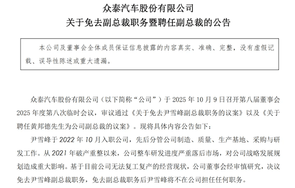 1年卖了14辆车亏了10亿元<strong></p>
<p>理财教程</strong>，众泰汽车公告：副总裁尹雪峰被免职